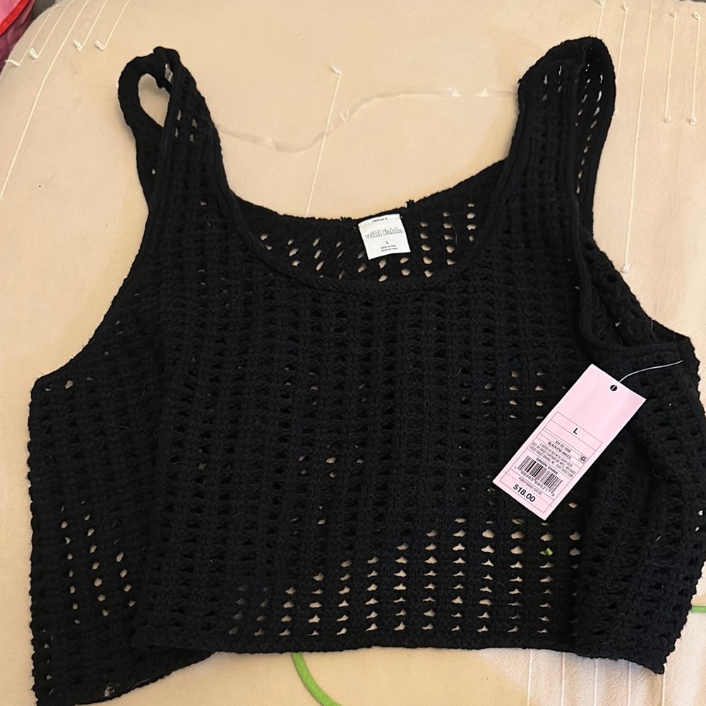 Black Crochet Tank Top WILD FABLE